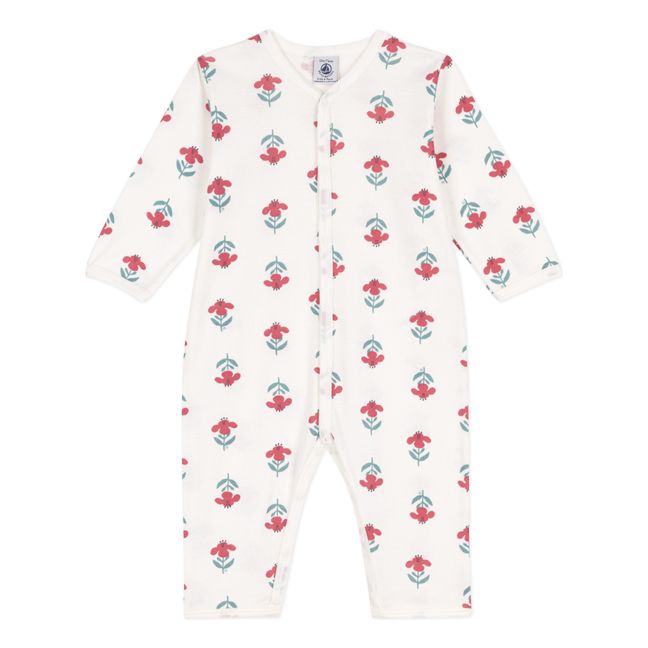 Pyjama Sans Pieds Dors-Bien Fleurs Coton Bio | Ecru