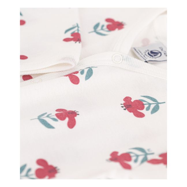 Floral Organic Cotton Footless Pajamas | Ecru