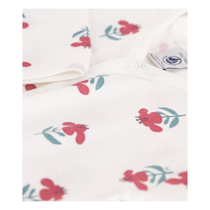 Floral Organic Cotton Footless Pajamas | Ecru- Product image n°1