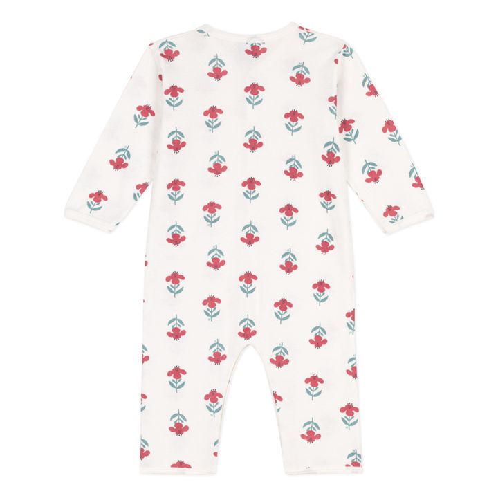 Floral Organic Cotton Footless Pajamas | Ecru- Product image n°2