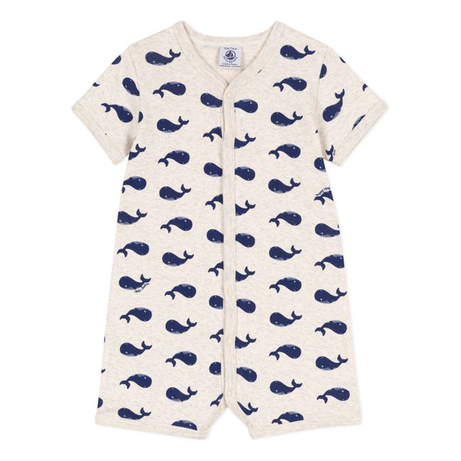 Organic Cotton Whales Short Jumpsuit | Navy blue