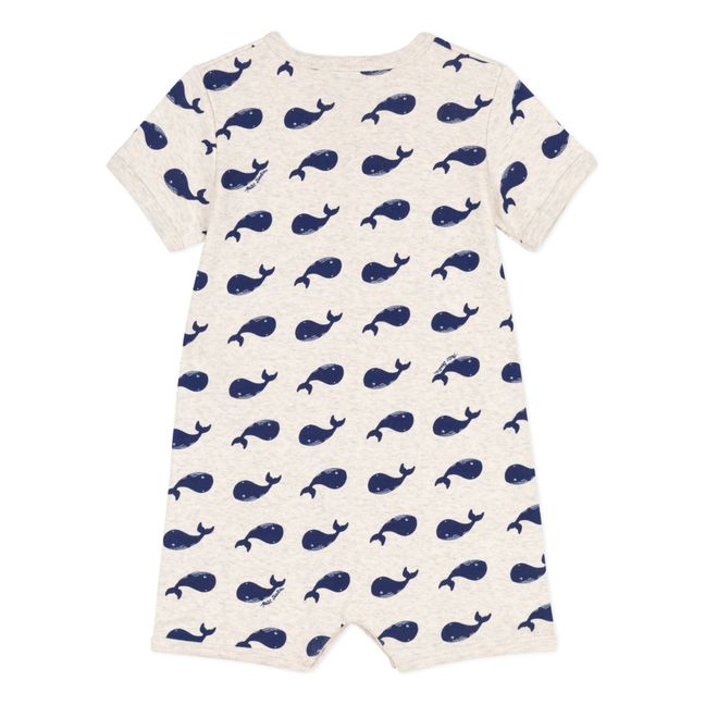 Organic Cotton Whales Short Jumpsuit | Navy