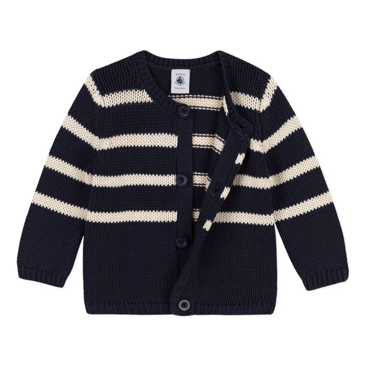 Striped Cotton Knit Cardigan | Azul Marino- Imagen del producto n°0