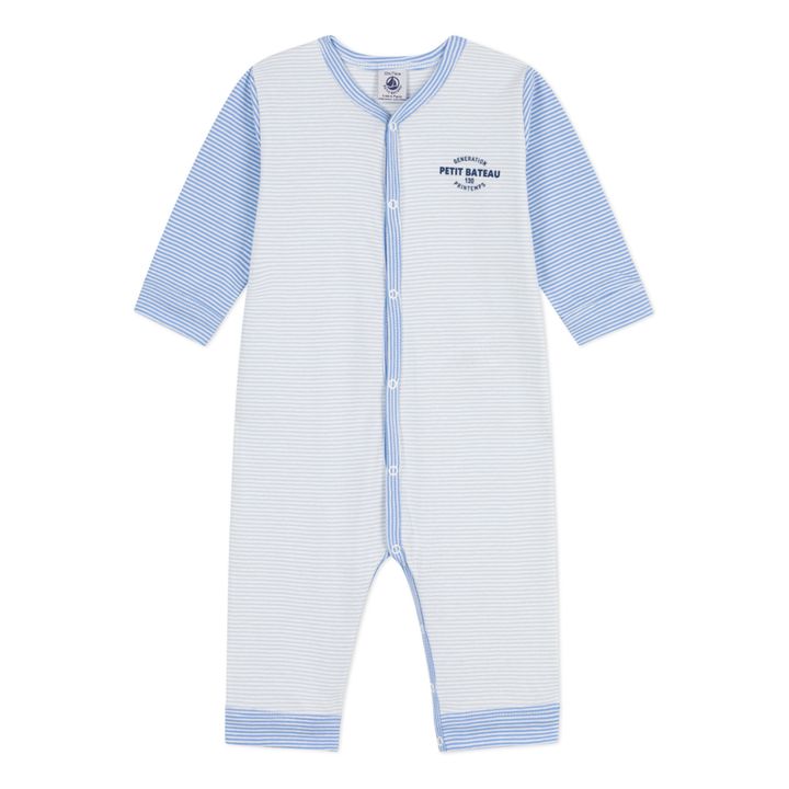 Pyjama ohne Füßchen Schlaf gut gerippt Bio-Baumwolle | Blau- Produktbild Nr. 0