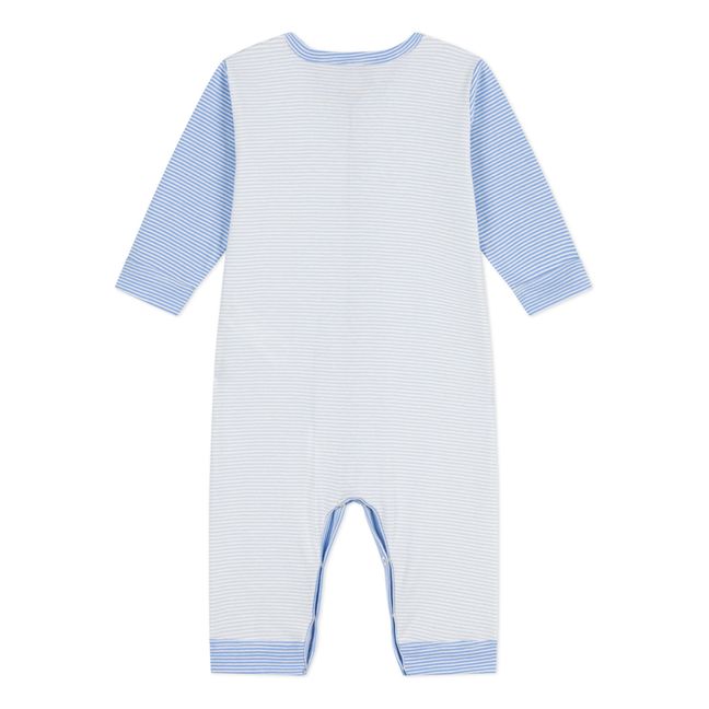 Pyjama ohne Füßchen Schlaf gut gerippt Bio-Baumwolle | Blau