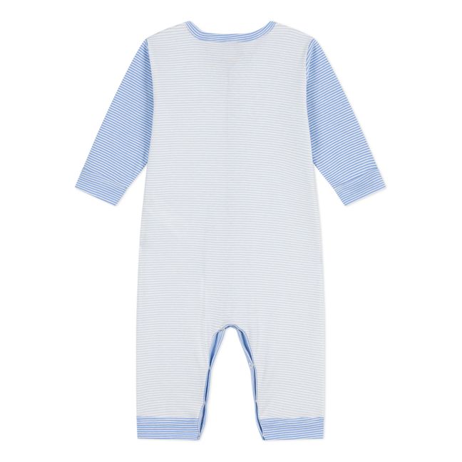 Pyjama Sans Pieds Dors-Bien Milleraies Coton Bio | Bleu