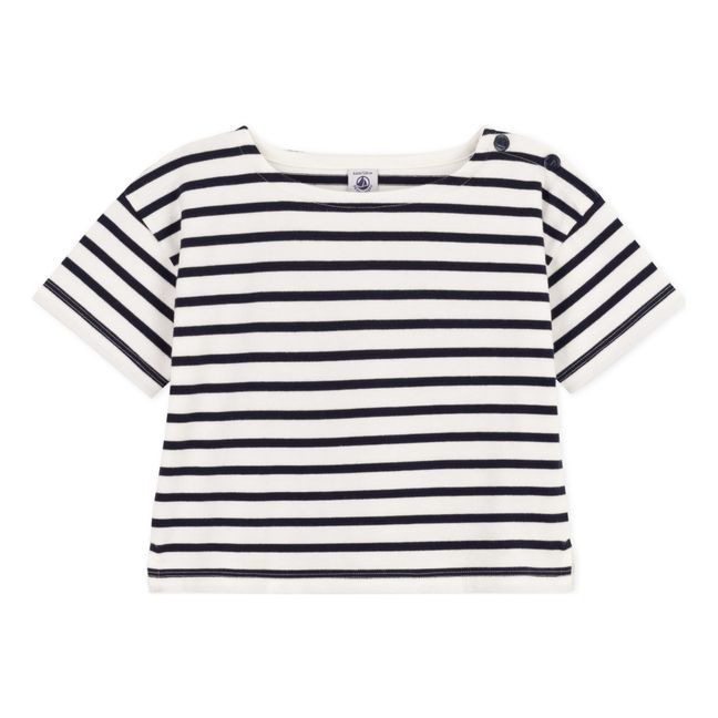 Organic Cotton Short Sleeve Thick T-shirt | Navy blue