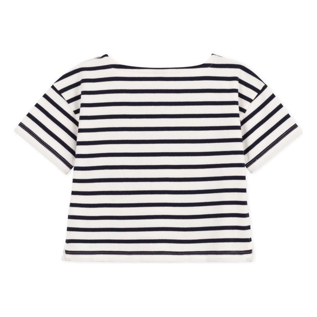 T-Shirt mit kurzen Ärmeln aus dicker Bio-Baumwolle | Navy