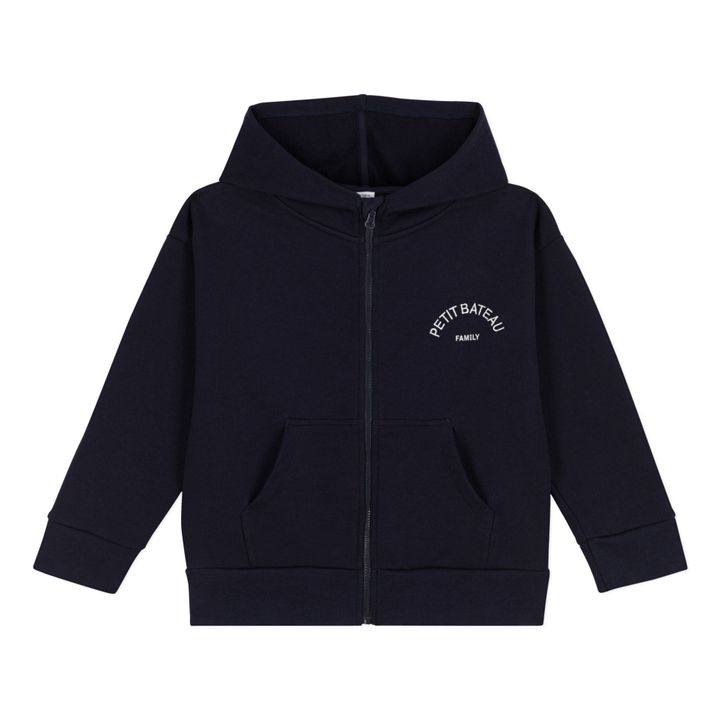 Organic Cotton Zipped Hooded Sweatshirt | Azul Marino- Imagen del producto n°0