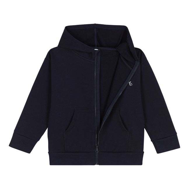Sweatshirt Zippé à Capuche Coton Bio | Bleu marine