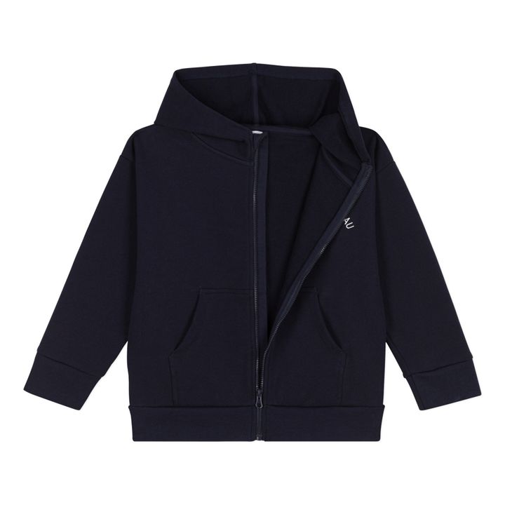 Organic Cotton Zipped Hooded Sweatshirt | Azul Marino- Imagen del producto n°2