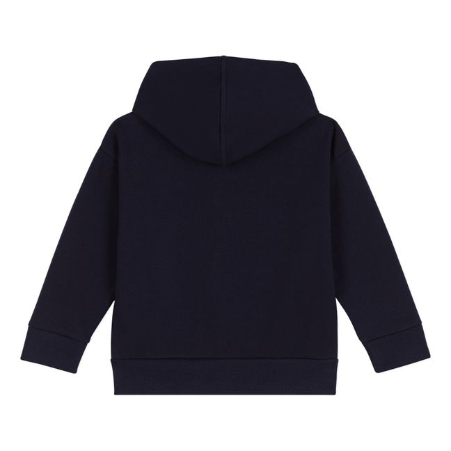 Organic Cotton Zipped Hooded Sweatshirt | Azul Marino
