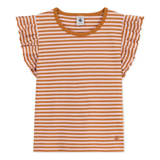 Jersey Frill Sleeve T-Shirt | Naranja
