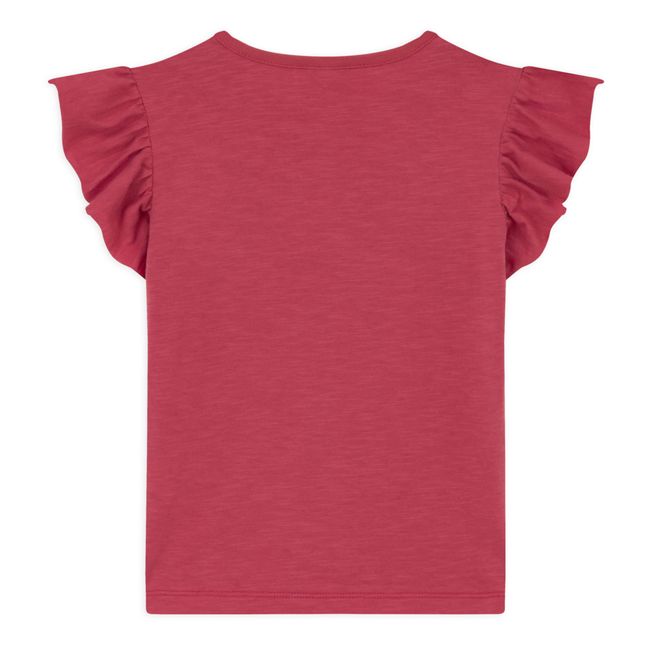 T-shirt Manches Courtes à Volants | Rose