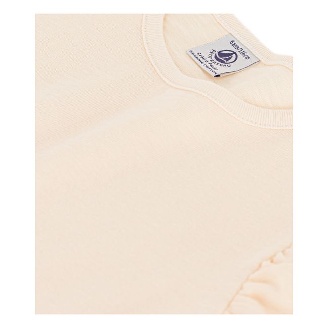 Short Sleeved Ruffled T-Shirt | Beige