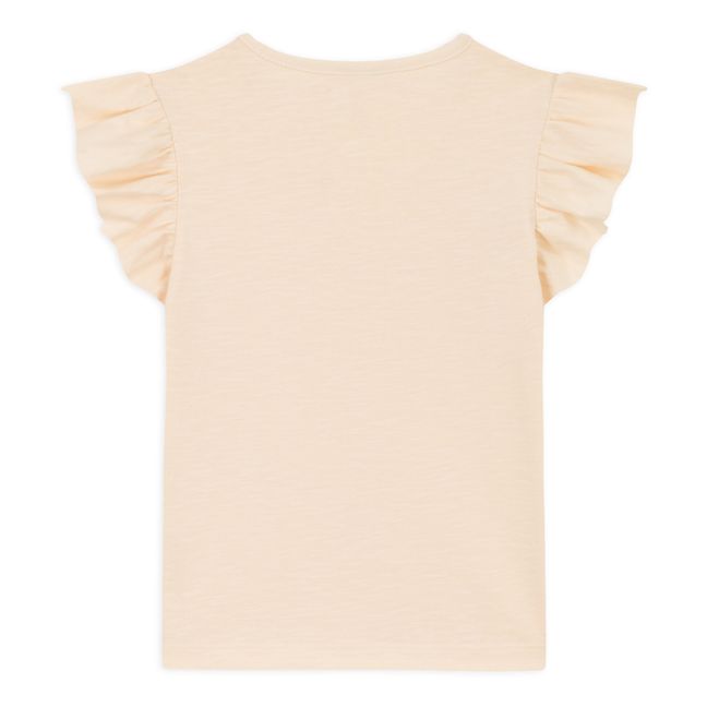 Camiseta de manga corta con volantes | Beige