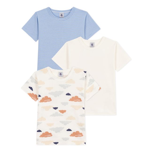 Solid Colour Short Sleeve T-Shirts - Set of 3 | Blau