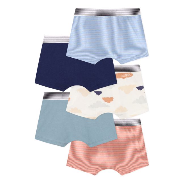 Printed Organic Cotton Boxer Shorts - Set of 5 | Azul