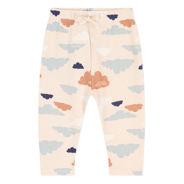 Printed Organic Cotton Fleece Trousers | Ecru