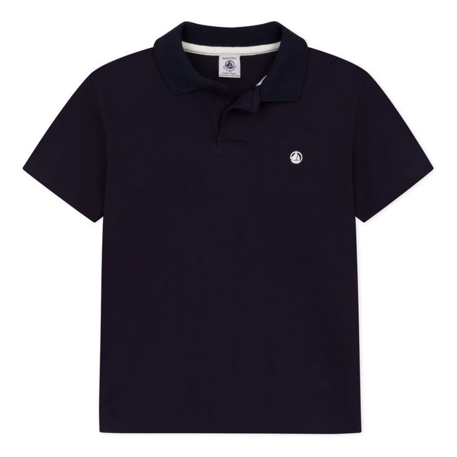 Organic Cotton Short Sleeve Polo Shirt | Navy blue