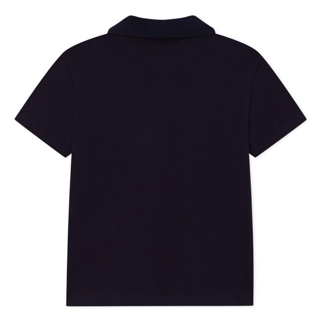 Organic Cotton Short Sleeve Polo Shirt | Navy blue