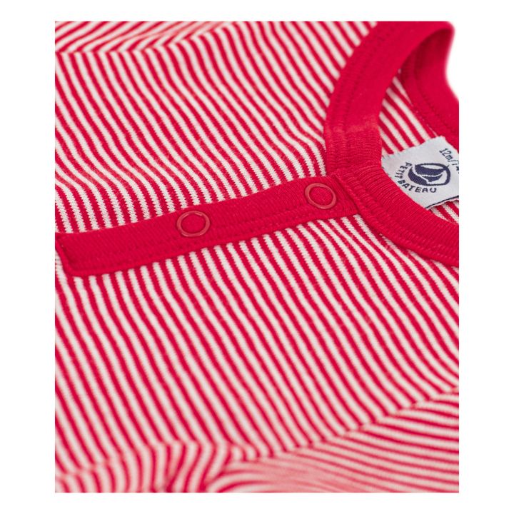 Striped Organic Cotton Short Sleeve Babygrow | Rojo- Imagen del producto n°1