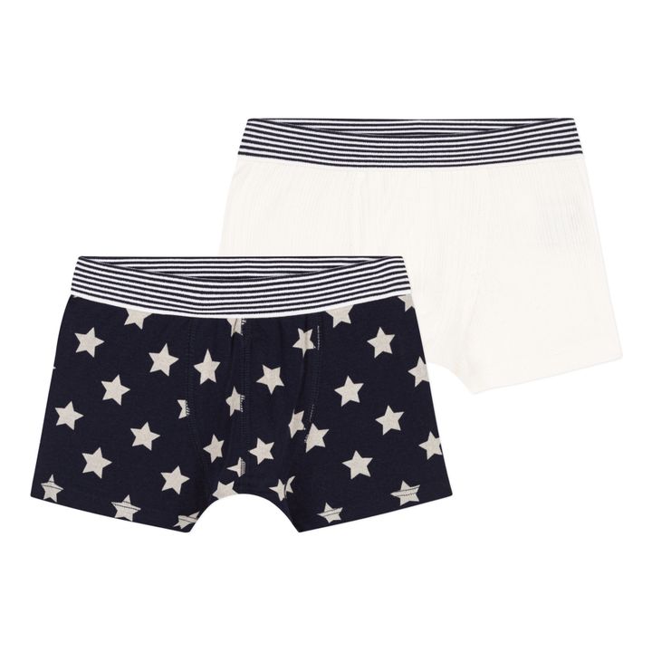 Pack of 2 Stars Organic Cotton Boxers | Ecru- Product image n°0