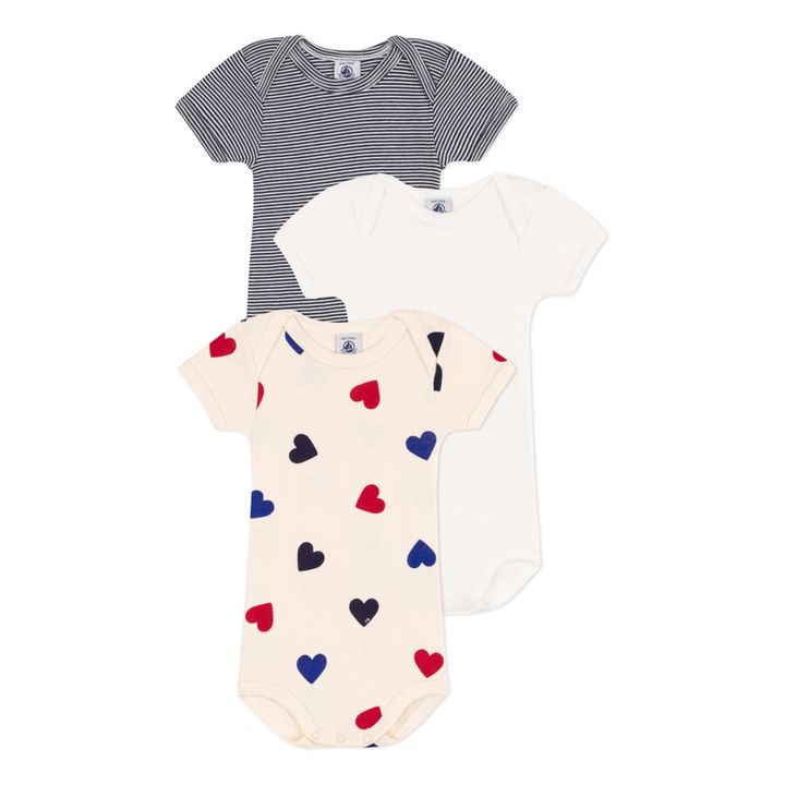 Pack of 3 Rib Knit Organic Cotton Onesies | Beige- Product image n°0