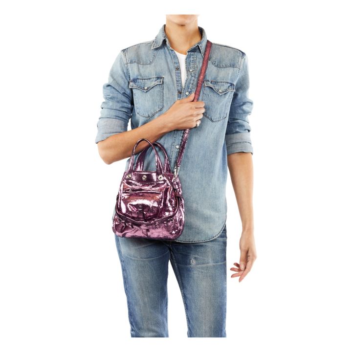 Billy Nano Lamé Goatskin Leather Handbag | Rosa- Imagen del producto n°1