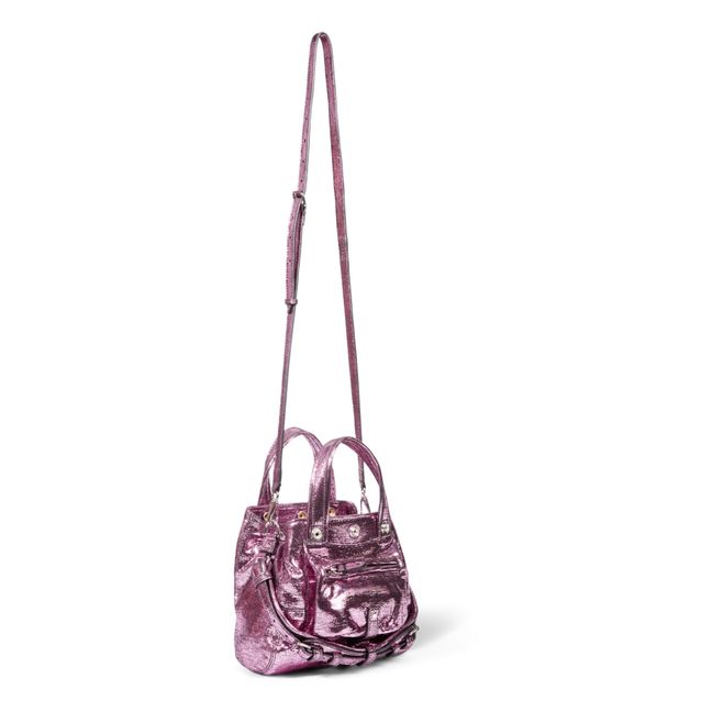 Billy Nano Lamé Goatskin Leather Handbag | Pink