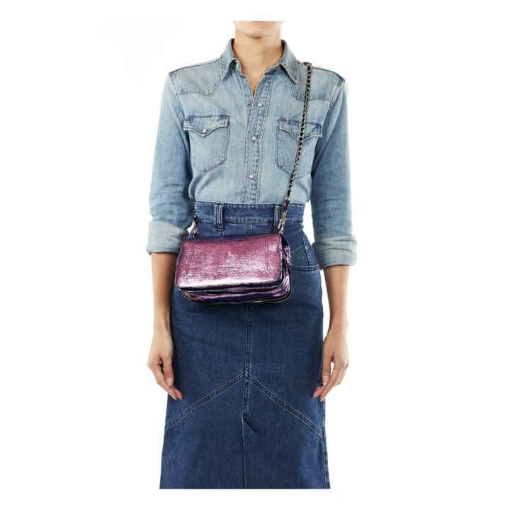 Bobi Goatskin Lamé Leather Handbag - S | Rosa- Imagen del producto n°1