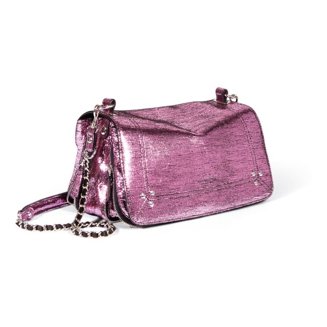 Bobi Goatskin Lamé Leather Handbag - S | Pink