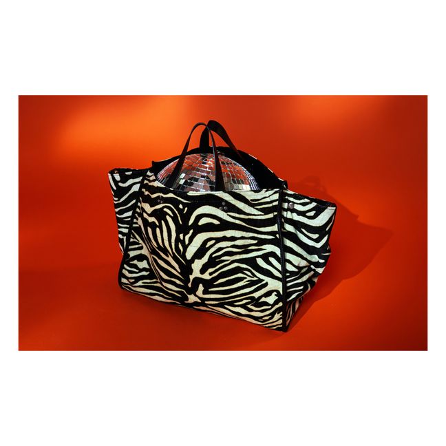 Tasche Leon M Samt Zebra | Schwarz