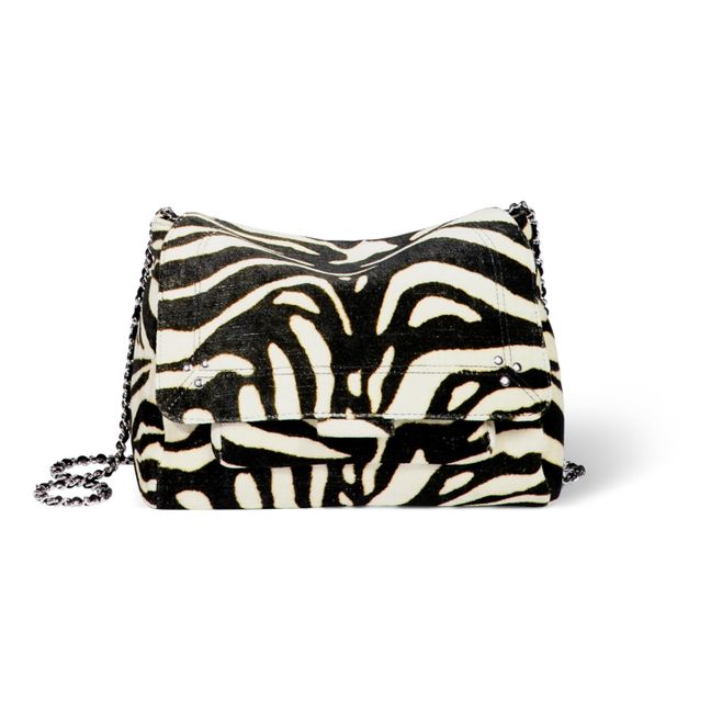 Tasche Lulu M Samt Zebra | Schwarz