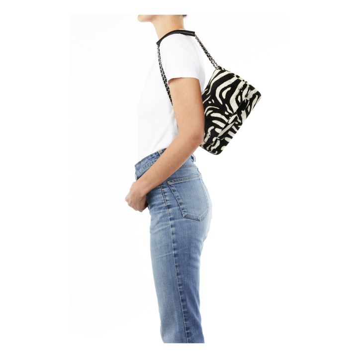 Lulu Zebra Print Handbag - M | Negro- Imagen del producto n°6