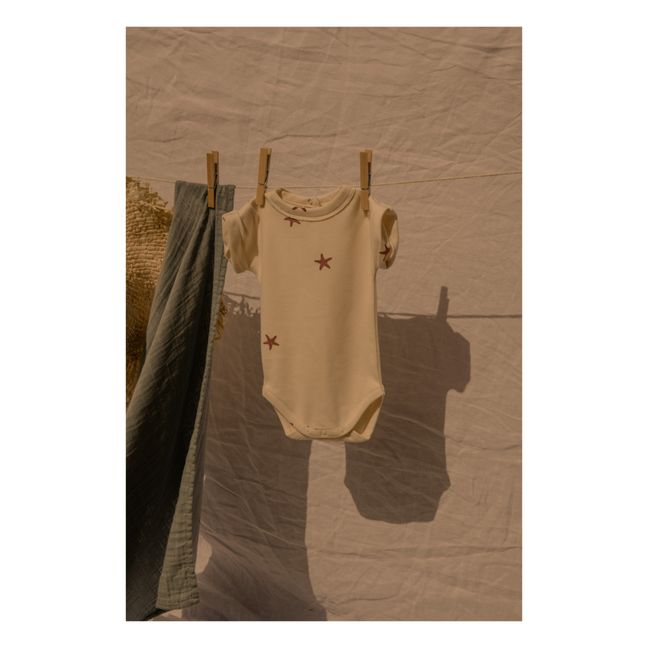 Body de algodón orgánico con estampado de estrellas Bama | Crudo