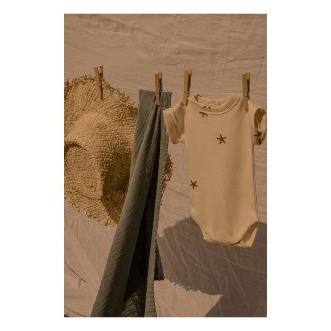 Body de algodón orgánico con estampado de estrellas Bama | Crudo