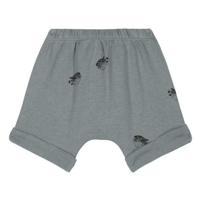 Shorts Simon aus Bio-Baumwolle mit Fischprint | Graublau