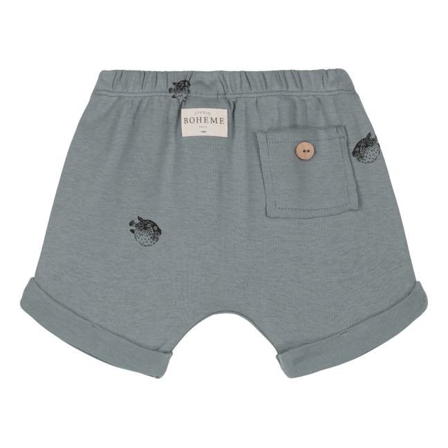 Shorts Simon aus Bio-Baumwolle mit Fischprint | Graublau