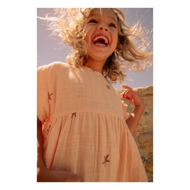 Kleid Cousine aus Baumwollgaze mit Sternchenprint | Blassrosa