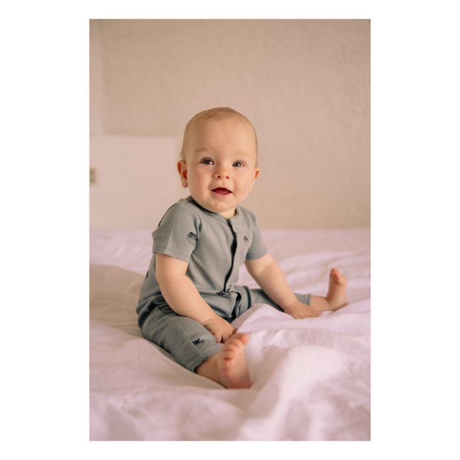 Leo Organic Cotton Fish Print Jumpsuit | Grey blue