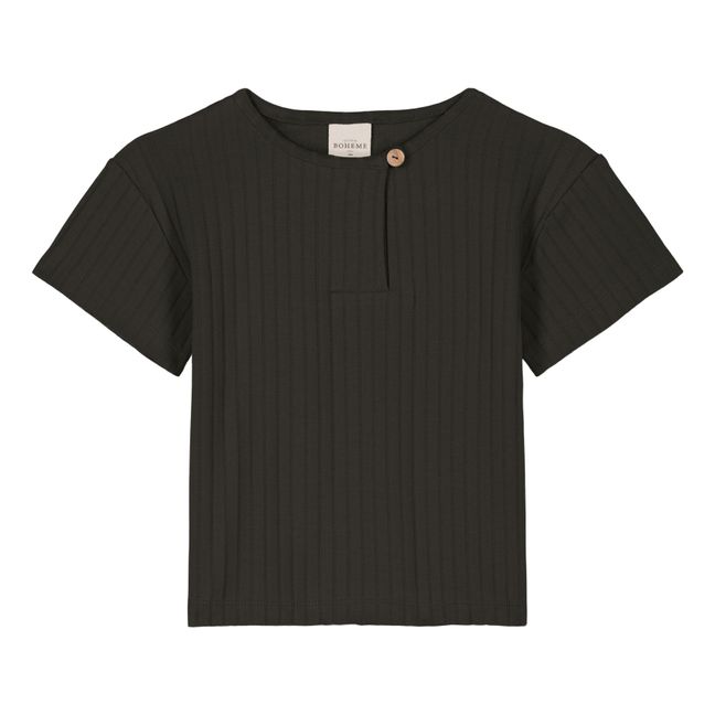 T-Shirt Orso gerippt aus Bio-Baumwolle | Dunkelgrün