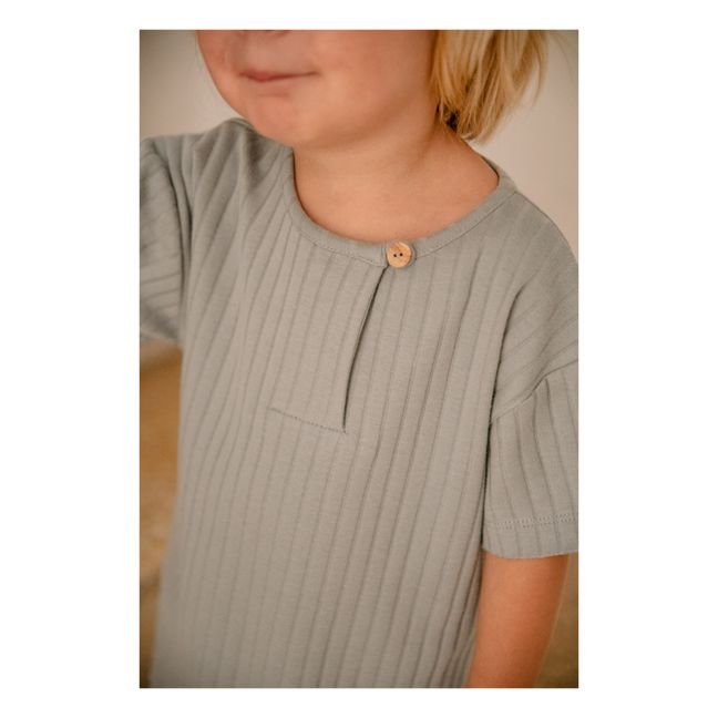 Camiseta acanalada de algodón orgánico Orso | Azul Gris