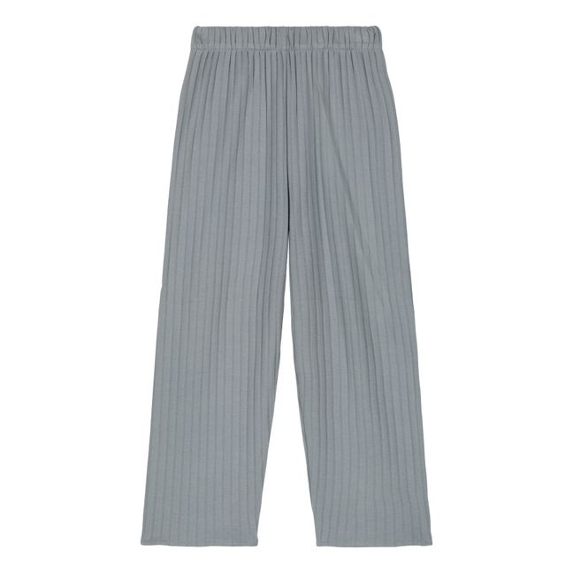 Organic Cotton Ribbed Pants | Grey blue