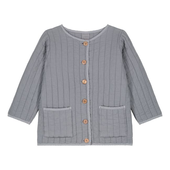 Chaqueta acolchada de algodón orgánico Mahé | Azul Gris