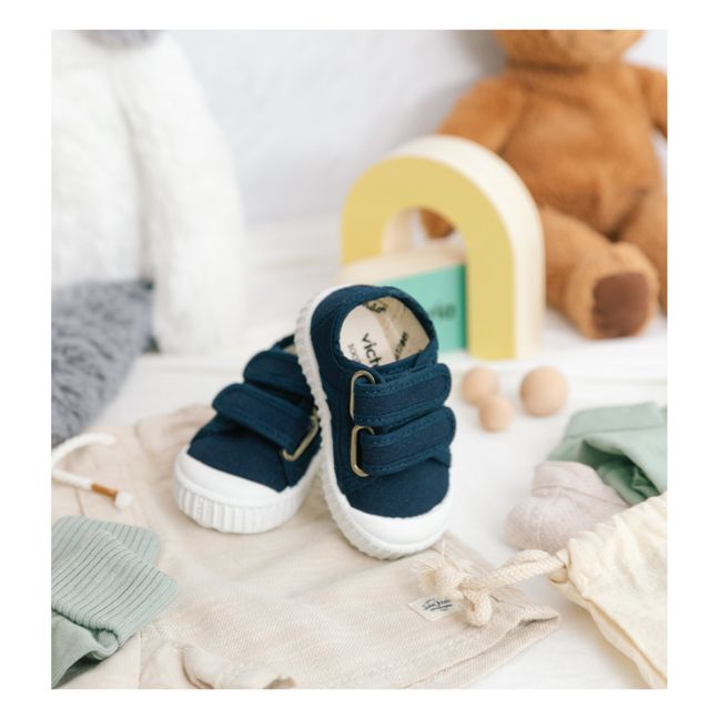 Tiras Lona Velcro Sneakers | Navy