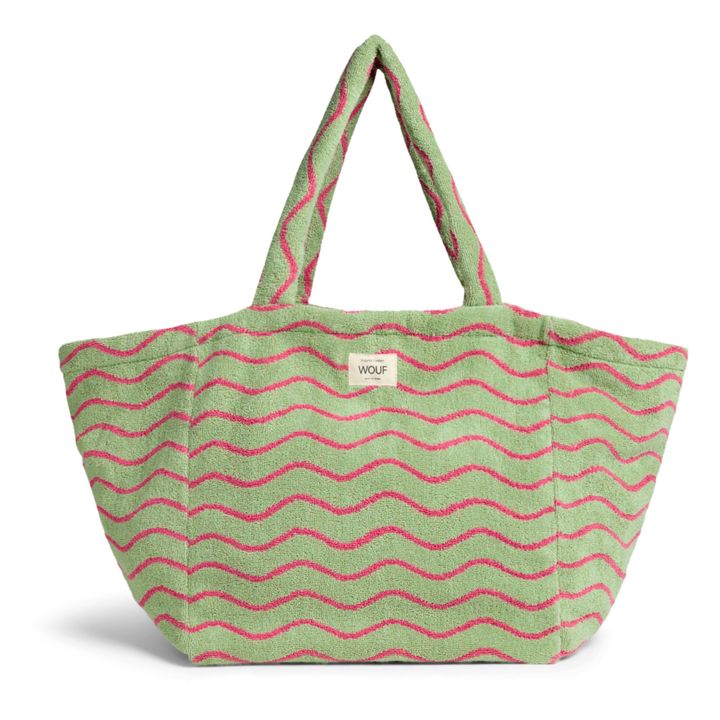 Borsa Tote bag, modello: Wavy, in spugna | Verde kaki chiaro- Immagine del prodotto n°0