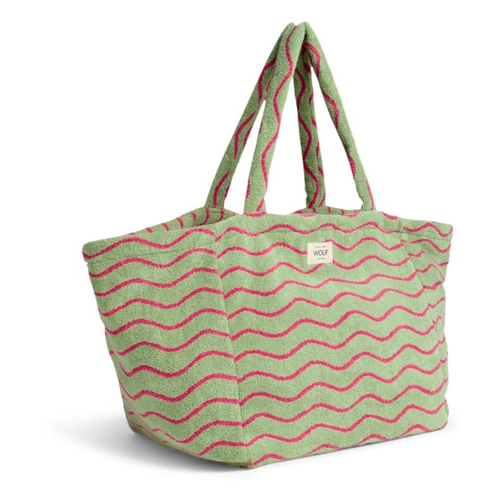 Borsa Tote bag, modello: Wavy, in spugna | Verde kaki chiaro- Immagine del prodotto n°3