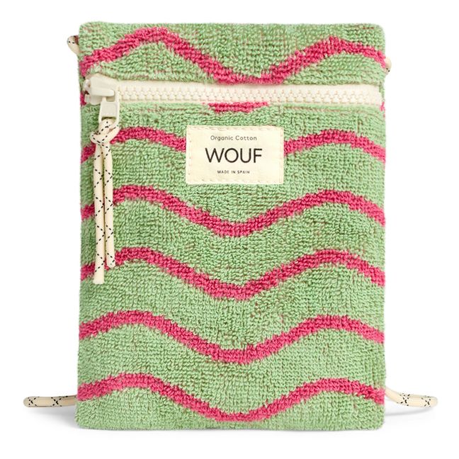 Wavy Terry Cloth Phone Pouch | Verde militare claro