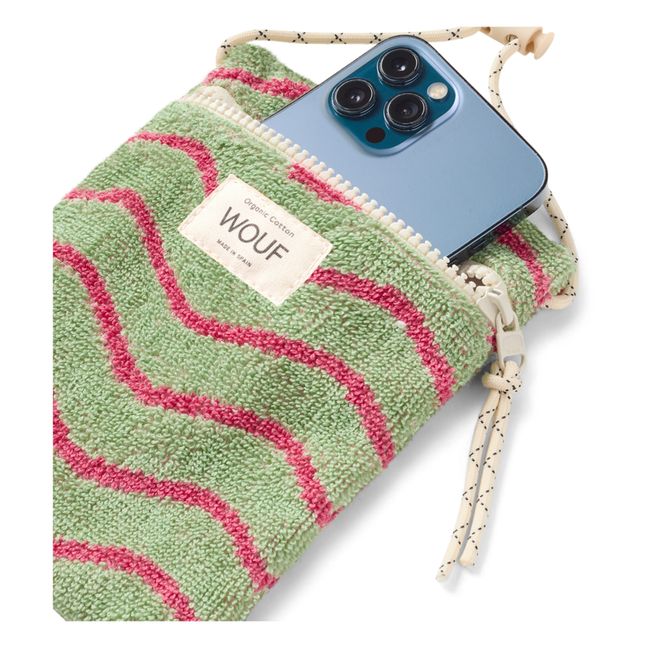 Pochette téléphone Wavy en éponge | Vert kaki clair